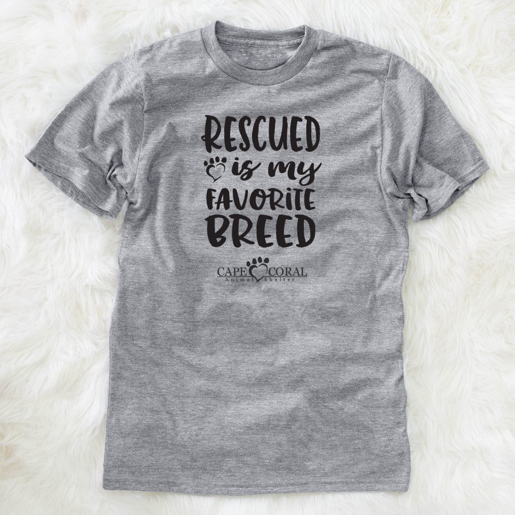 Rescued is my favorite breed t-shirt