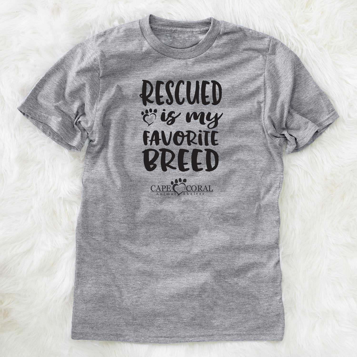 Rescued is my favorite breed t-shirt