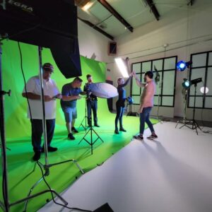 photoshoot with a green screen for 2022 telly awards
