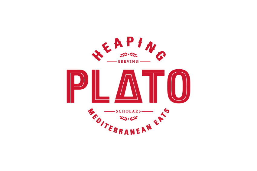 Heaping Plato Mediterranean Eats logo. "Serving Scholars"