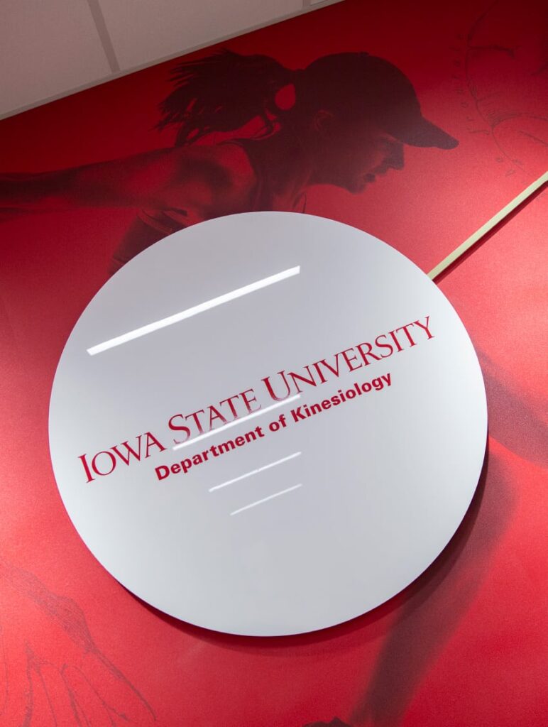 Branded wall art for ISU's Department of Kinesiology.