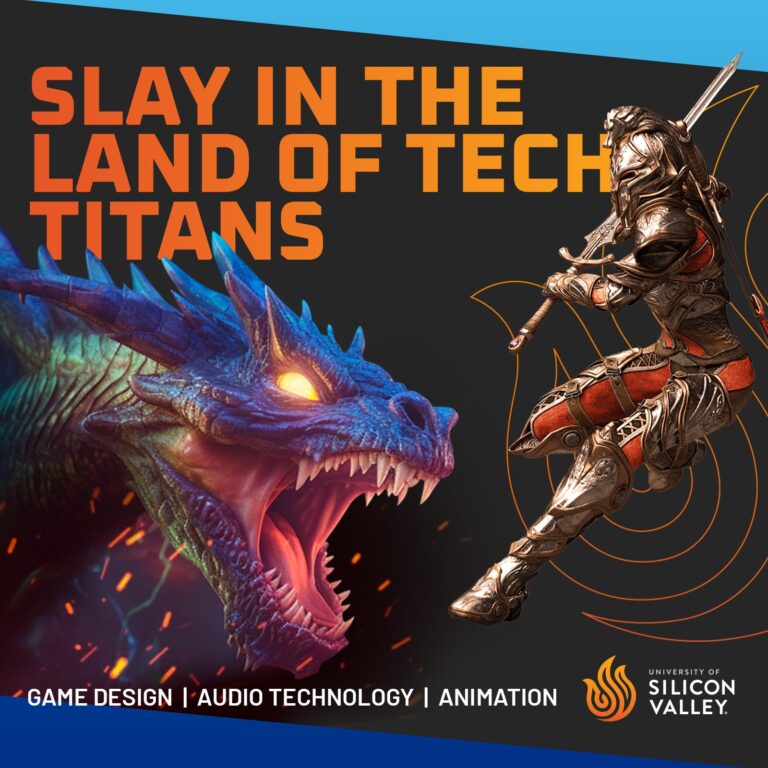 USV general brand ad 3: Slay in the land of tech titans! Game design, audio technology, and animation.