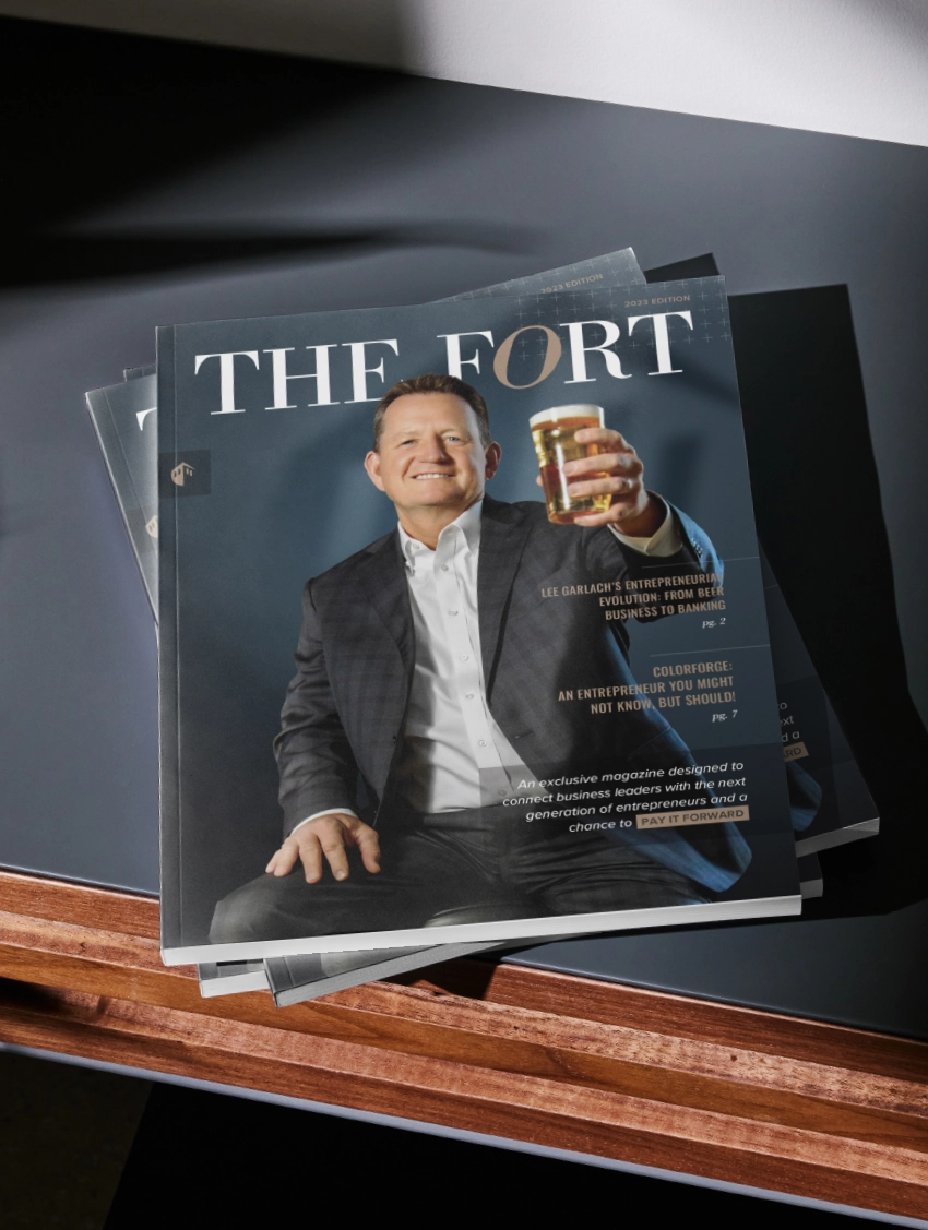 "The Fort" magazine cover designed for Fortress Bank.