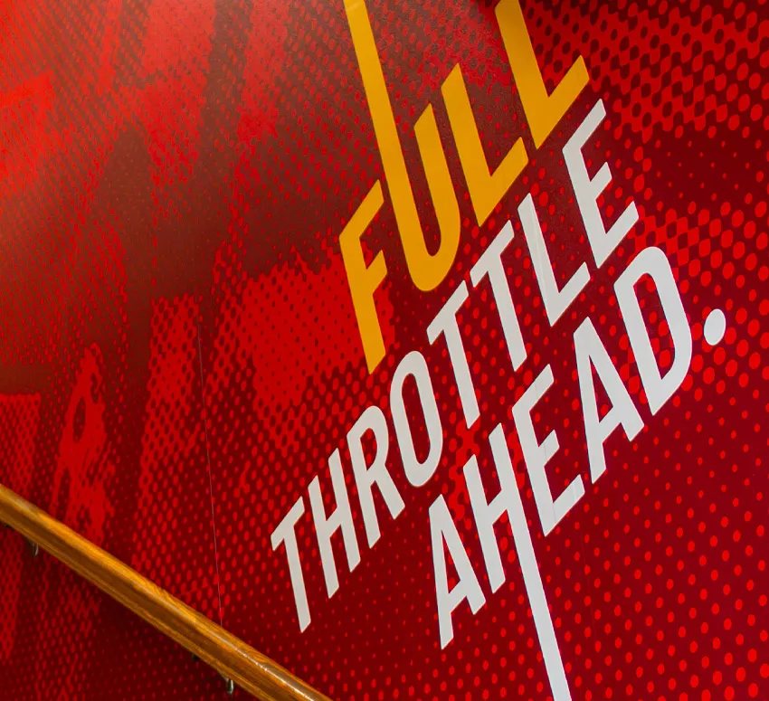 wall lettering with brand messaging