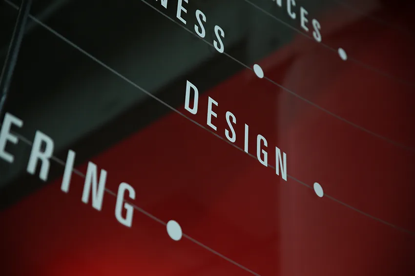 close up of text on signage at Iowa State University