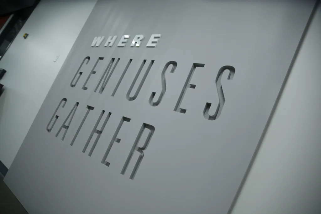 signage on a wall at Iowa State University